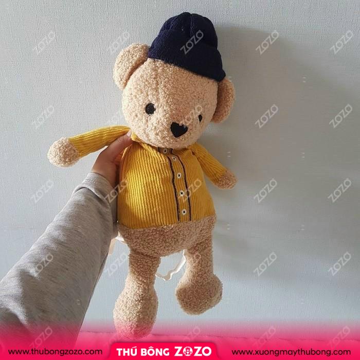 Ba lô đi học gấu nâu áo vàng Teddy