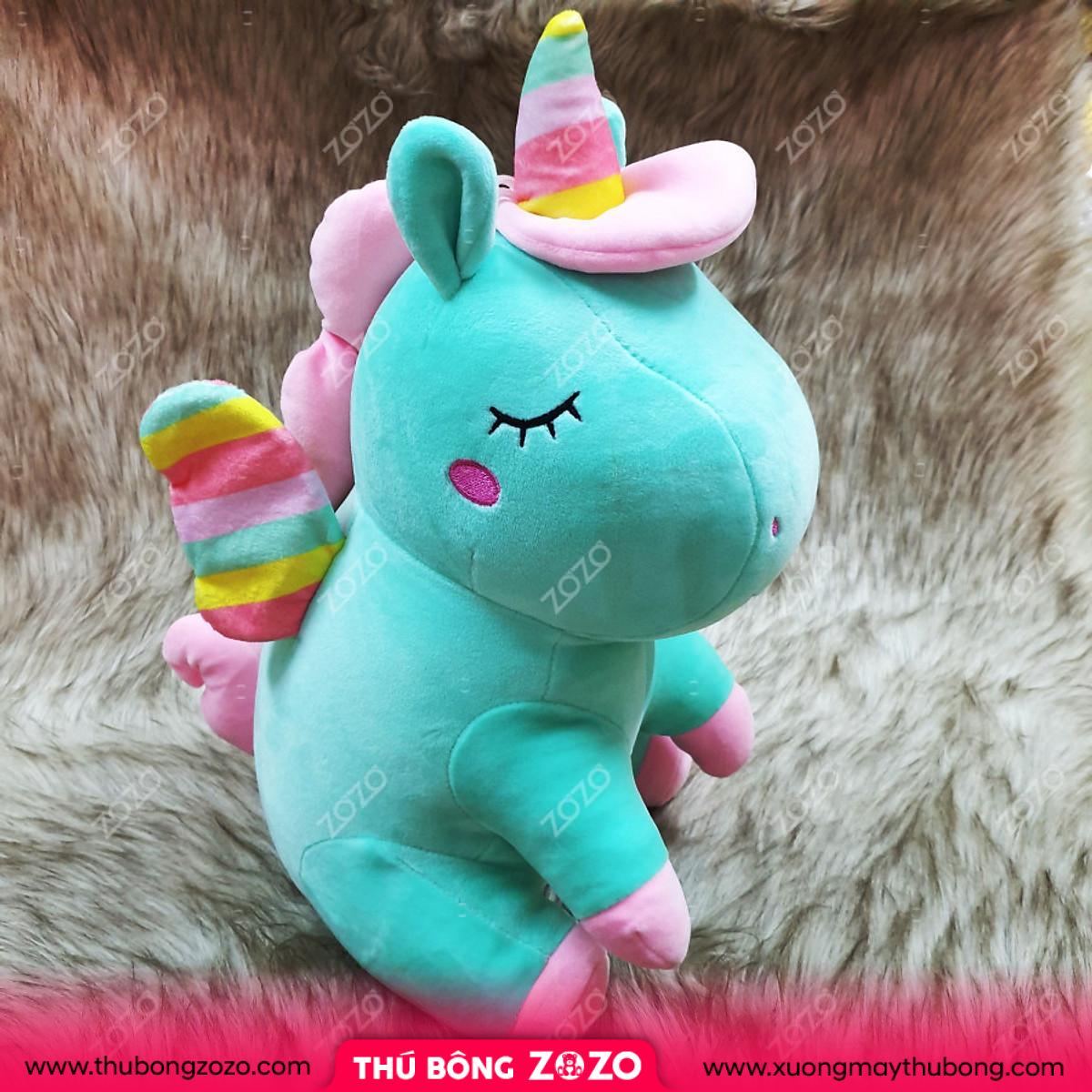 Gấu bông kỳ lân unicorn size 40cm màu xanh ngọc - Thú Nhồi Bông