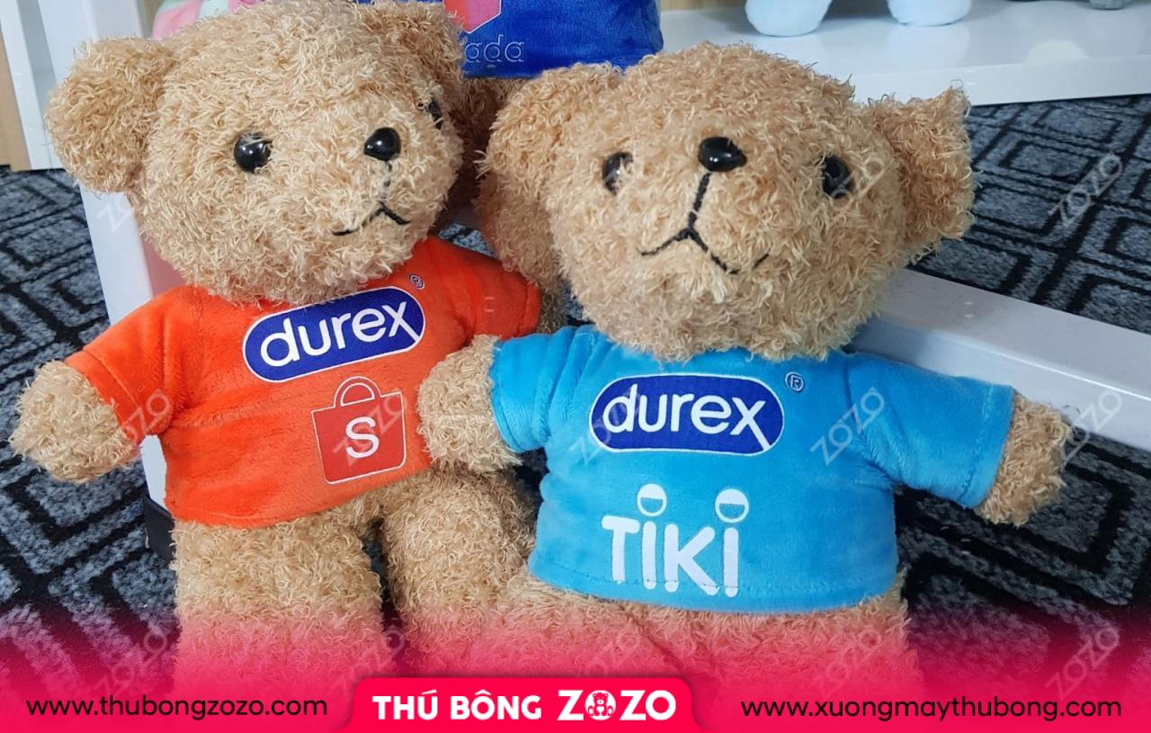 Gấu bông thêu logo Durex theo yêu cầu