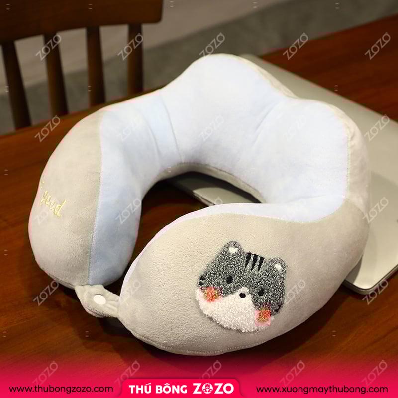 U-Shaped Pillow with Wavy Cat and Rabbit Embroidered Cotton – Passion Interiors - Passion for modernity