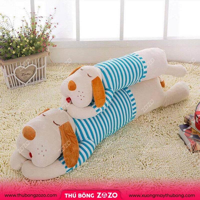 Super cute striped shirt stuffed dog pillow